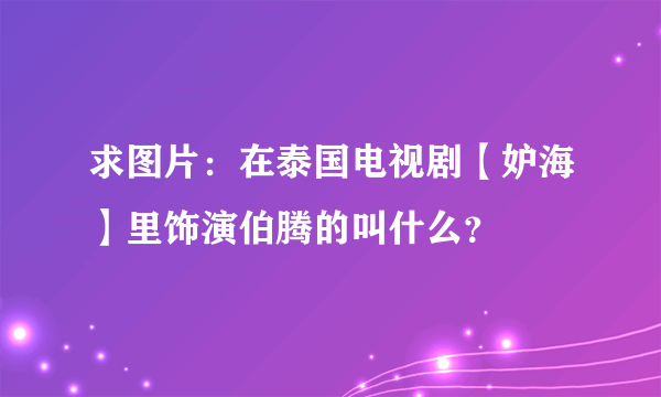 求图片：在泰国电视剧【妒海】里饰演伯腾的叫什么？