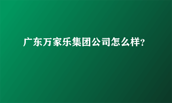广东万家乐集团公司怎么样？