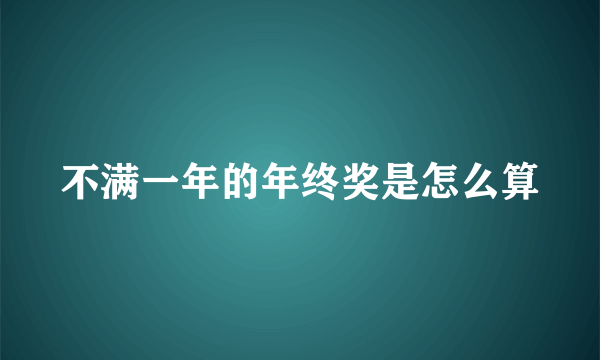 不满一年的年终奖是怎么算