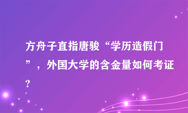 方舟子直指唐骏“学历造假门”，外国大学的含金量如何考证?