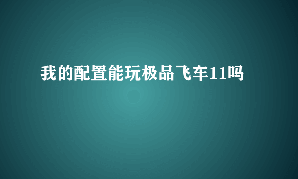 我的配置能玩极品飞车11吗