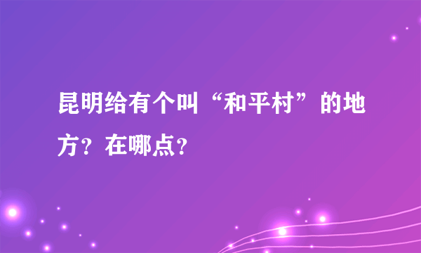 昆明给有个叫“和平村”的地方？在哪点？