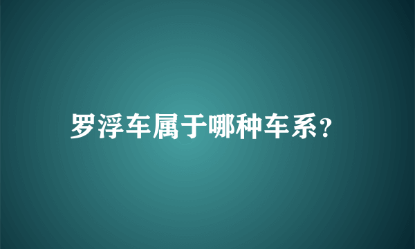 罗浮车属于哪种车系？