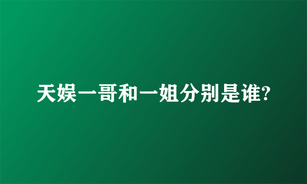天娱一哥和一姐分别是谁?