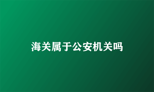 海关属于公安机关吗