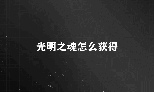 光明之魂怎么获得