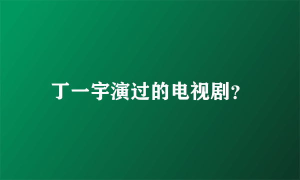 丁一宇演过的电视剧？