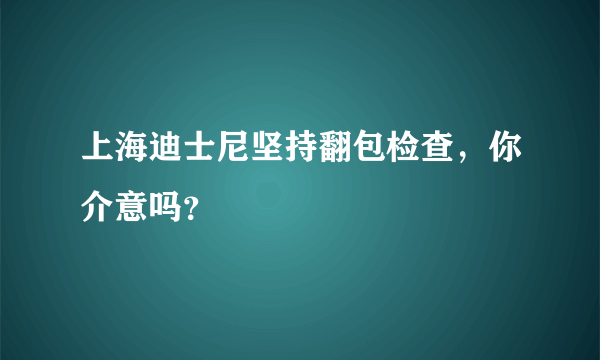 上海迪士尼坚持翻包检查，你介意吗？