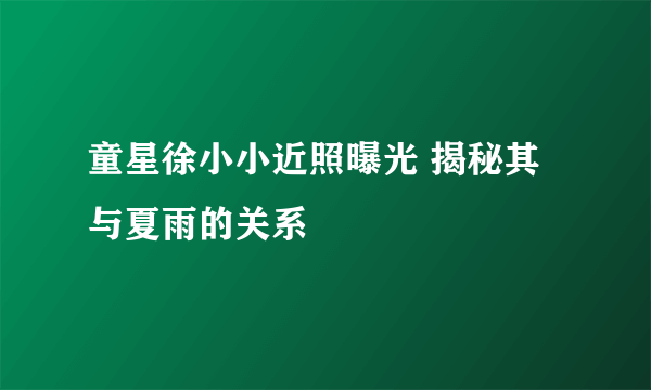 童星徐小小近照曝光 揭秘其与夏雨的关系