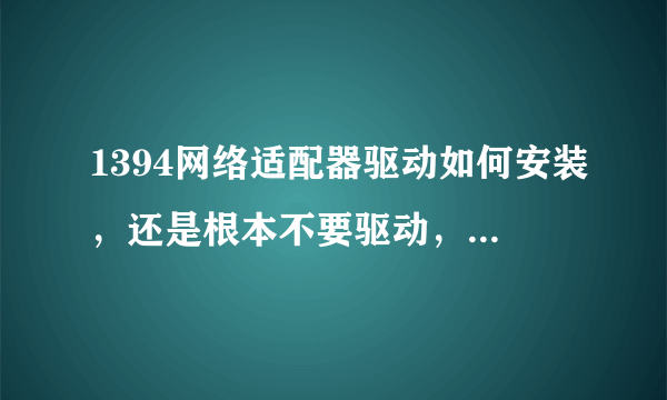 1394网络适配器驱动如何安装，还是根本不要驱动，而是物理损坏!