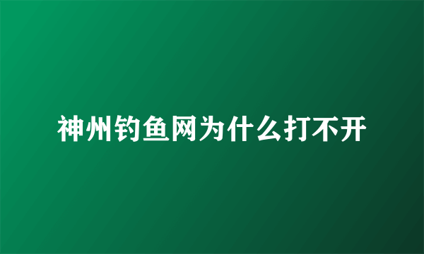 神州钓鱼网为什么打不开