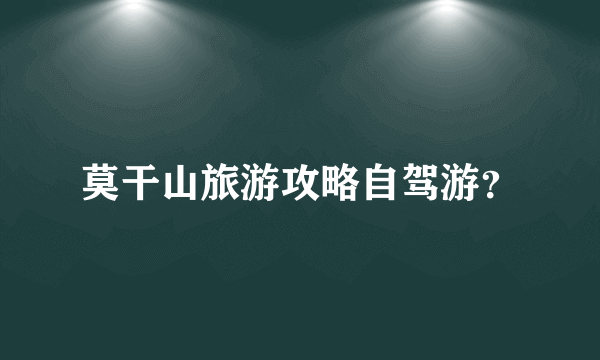 莫干山旅游攻略自驾游？