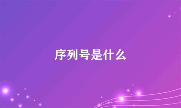 序列号是什么