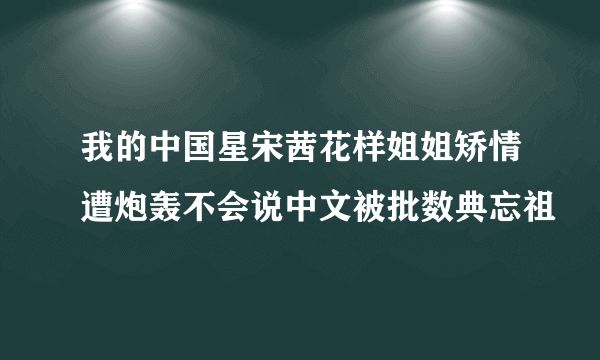 我的中国星宋茜花样姐姐矫情遭炮轰不会说中文被批数典忘祖