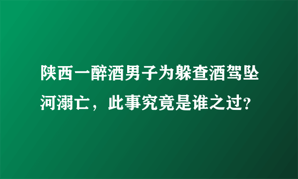 陕西一醉酒男子为躲查酒驾坠河溺亡，此事究竟是谁之过？