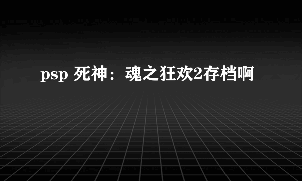 psp 死神：魂之狂欢2存档啊