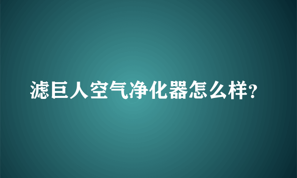 滤巨人空气净化器怎么样？