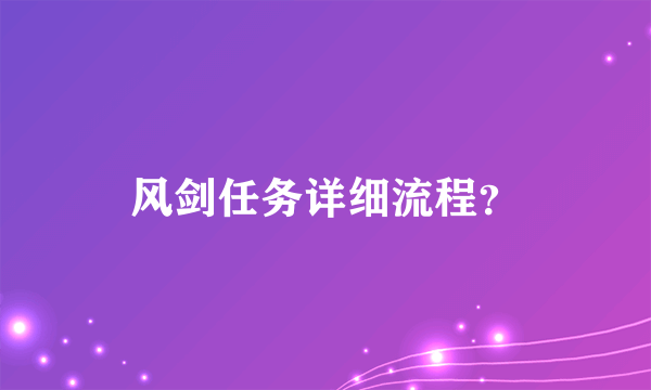 风剑任务详细流程？