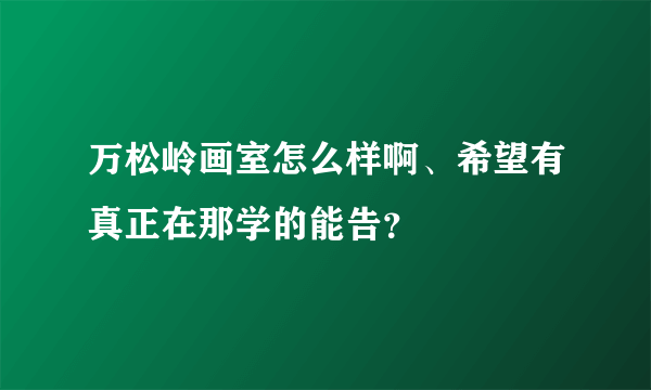 万松岭画室怎么样啊、希望有真正在那学的能告？
