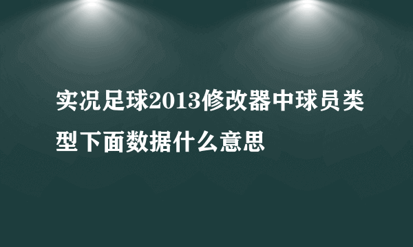 实况足球2013修改器中球员类型下面数据什么意思
