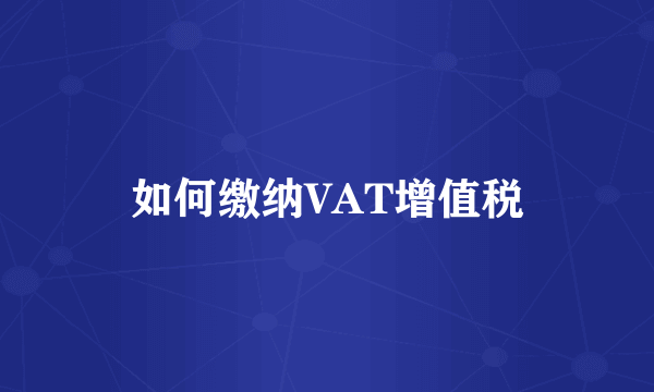 如何缴纳VAT增值税
