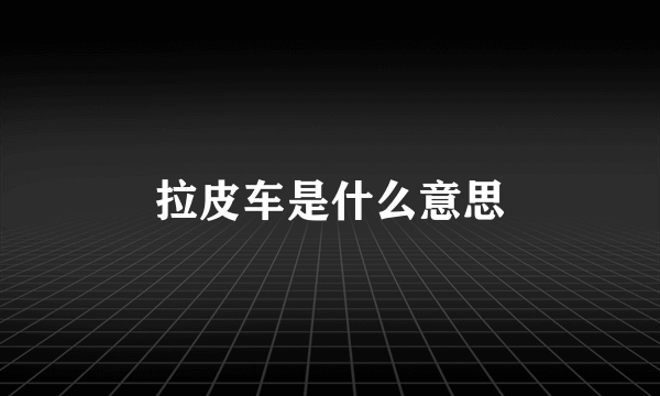 拉皮车是什么意思