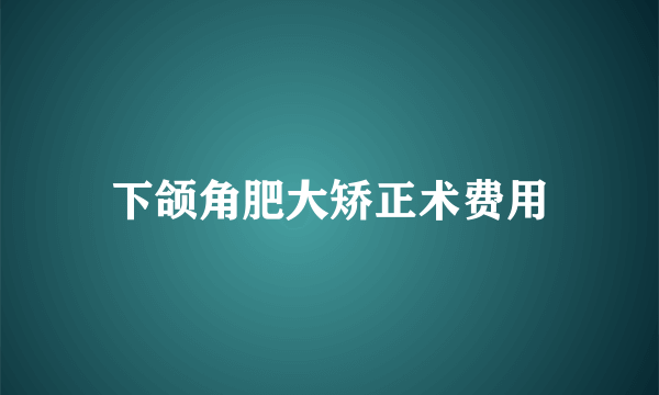 下颌角肥大矫正术费用
