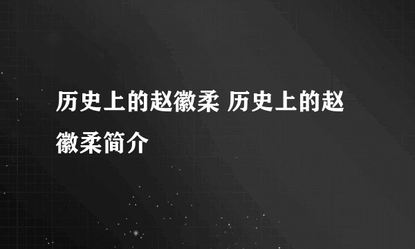 历史上的赵徽柔 历史上的赵徽柔简介