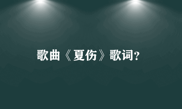 歌曲《夏伤》歌词？