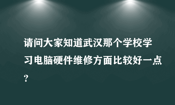 请问大家知道武汉那个学校学习电脑硬件维修方面比较好一点？