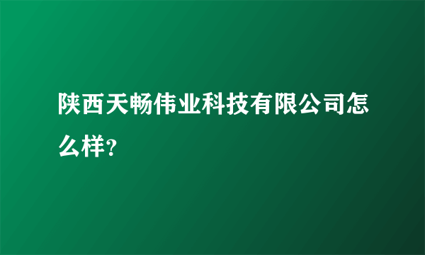 陕西天畅伟业科技有限公司怎么样？