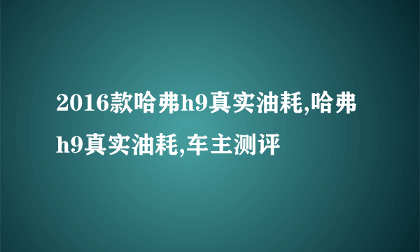 2016款哈弗h9真实油耗,哈弗h9真实油耗,车主测评