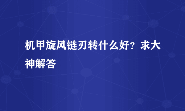 机甲旋风链刃转什么好？求大神解答