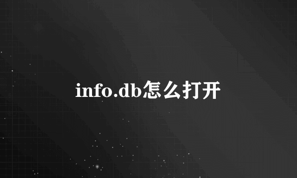 info.db怎么打开