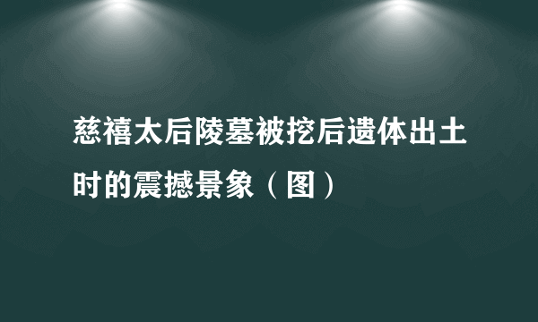 慈禧太后陵墓被挖后遗体出土时的震撼景象（图）