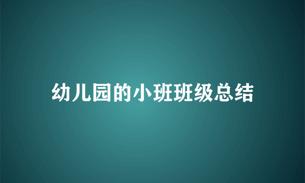 幼儿园的小班班级总结
