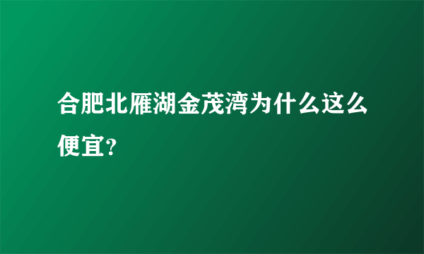合肥北雁湖金茂湾为什么这么便宜？