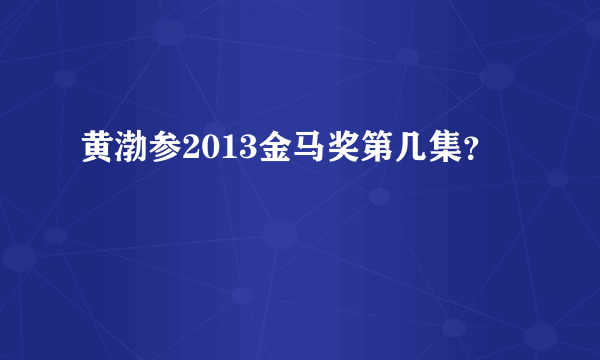 黄渤参2013金马奖第几集？
