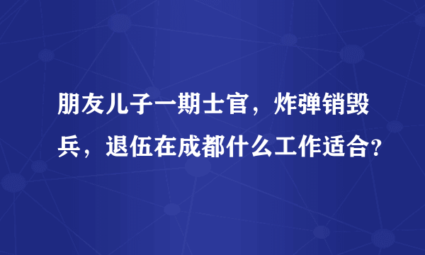 朋友儿子一期士官，炸弹销毁兵，退伍在成都什么工作适合？