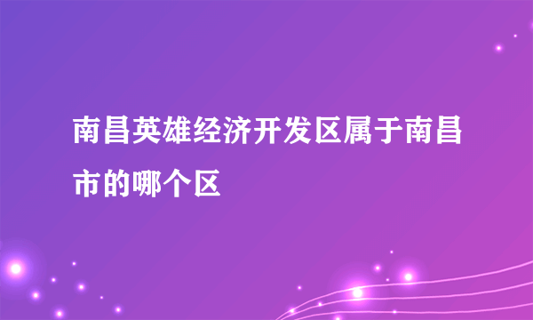南昌英雄经济开发区属于南昌市的哪个区