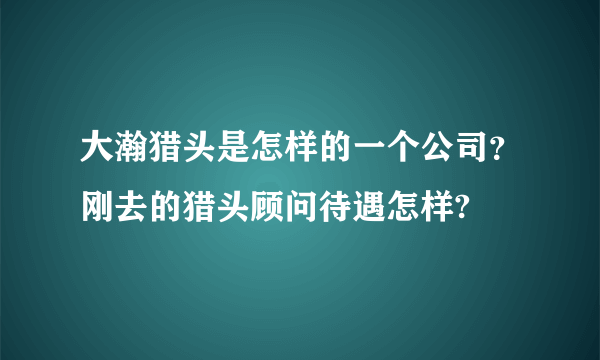 大瀚猎头是怎样的一个公司？刚去的猎头顾问待遇怎样?