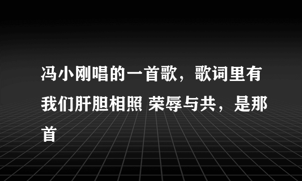 冯小刚唱的一首歌，歌词里有我们肝胆相照 荣辱与共，是那首