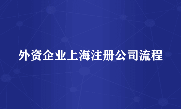 外资企业上海注册公司流程