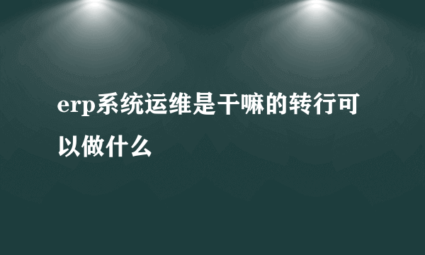 erp系统运维是干嘛的转行可以做什么