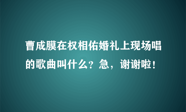曹成膜在权相佑婚礼上现场唱的歌曲叫什么？急，谢谢啦！