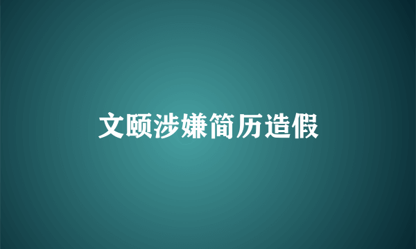 文颐涉嫌简历造假