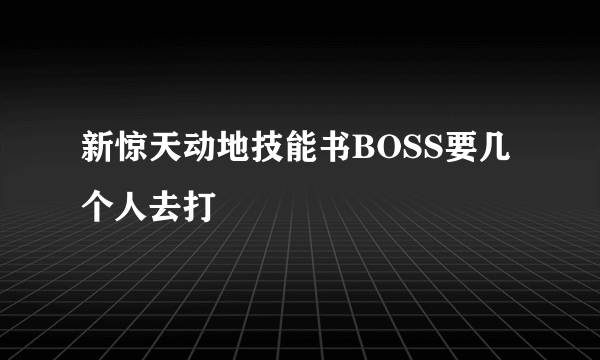 新惊天动地技能书BOSS要几个人去打