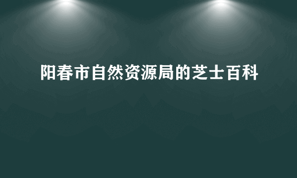 阳春市自然资源局的芝士百科