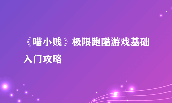 《喵小贱》极限跑酷游戏基础入门攻略