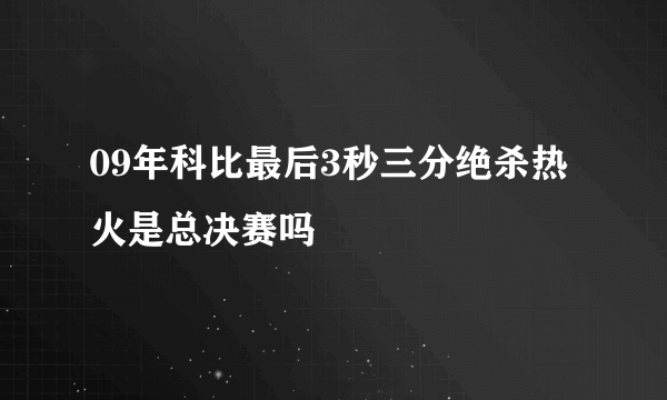 09年科比最后3秒三分绝杀热火是总决赛吗